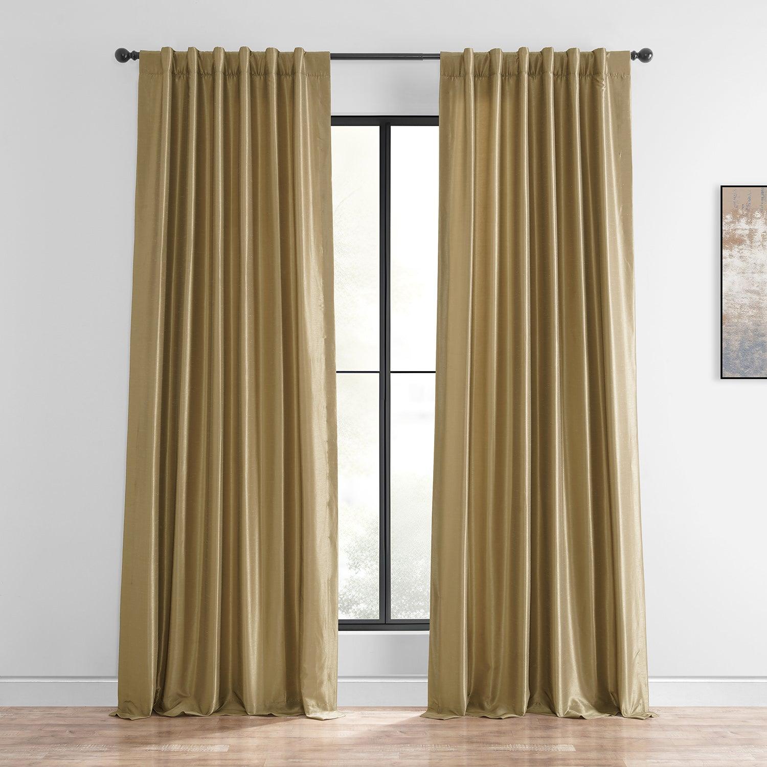 Set of 2 gorgeous custom made silk double lined outlet blackout curtains