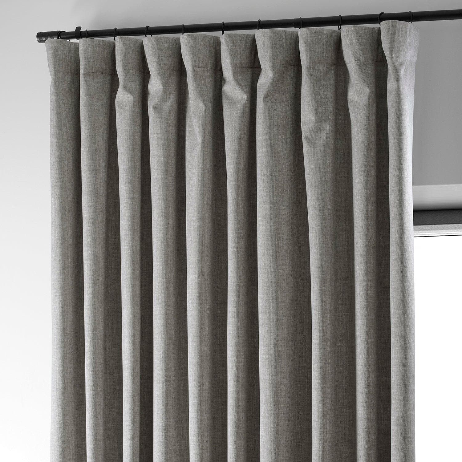 Light Beige Extra Wide Performance Linen Hotel Blackout Curtain