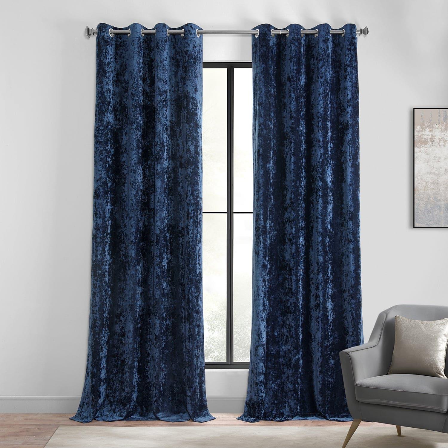Champagne Luxury Crushed Velvet Lined Eyelet Curtain Pair