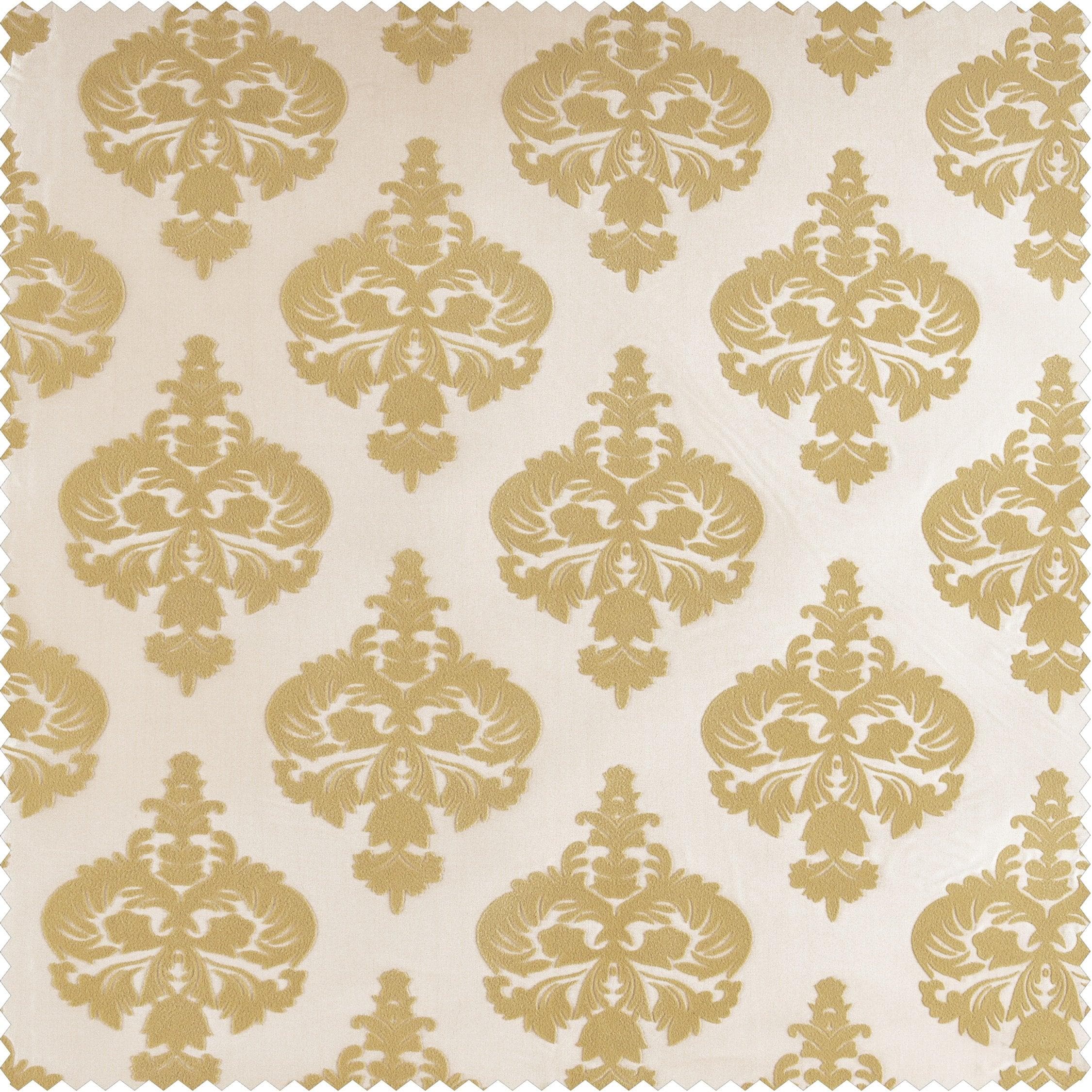 Beatrice Champagne Beige Designer Flocked Custom Curtain