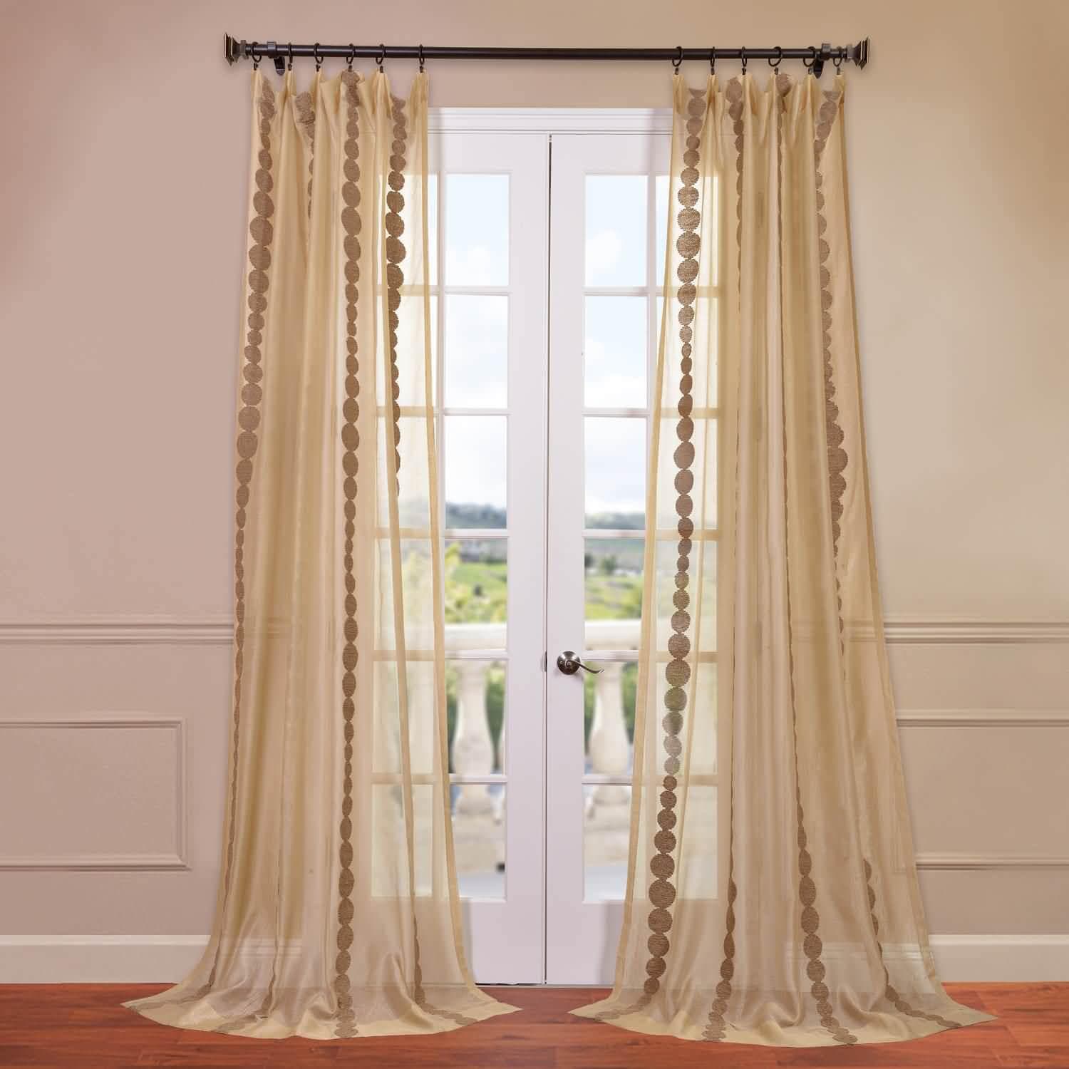 light shading window curtain blackout lining sheer curtain embroidered  customize