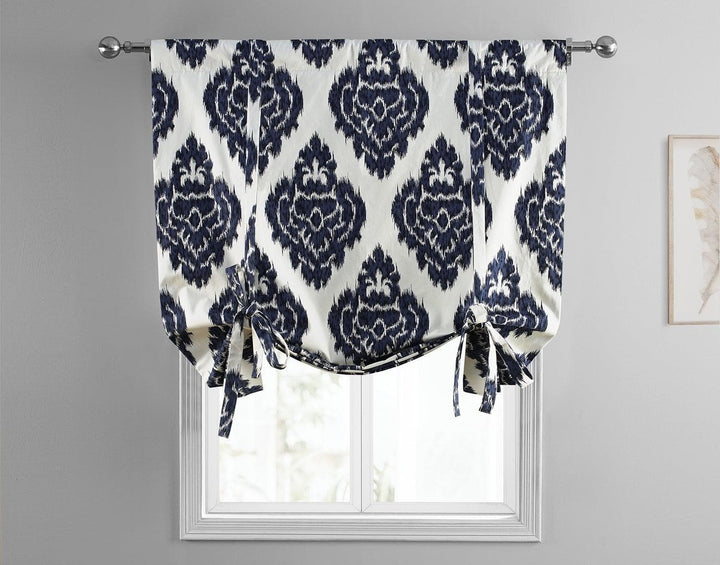 Printed Cotton Room Darkening Tie-Up Window Shades