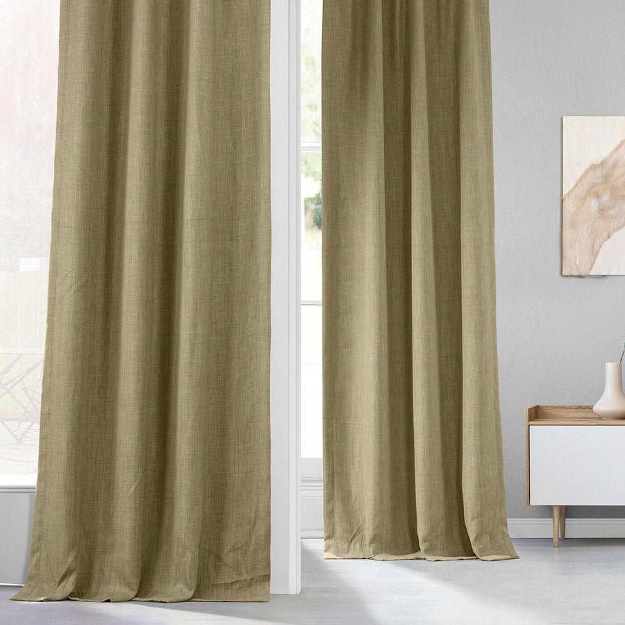 Nomad Tan Textured Faux Linen Custom Curtain