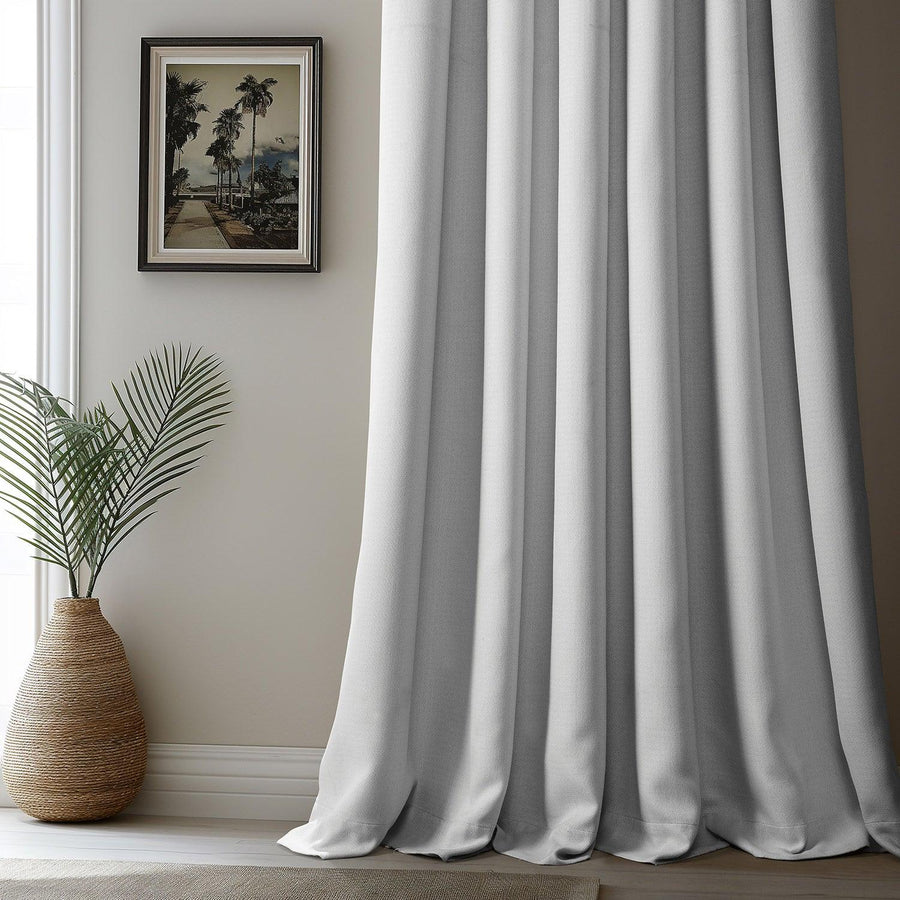 Oyster Extra Wide Textured Faux Linen Room Darkening Curtain - HalfPriceDrapes.com