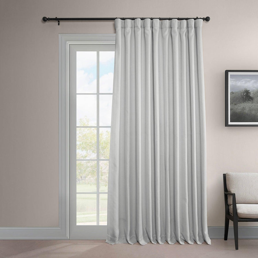 Oyster Extra Wide Textured Faux Linen Room Darkening Curtain - HalfPriceDrapes.com