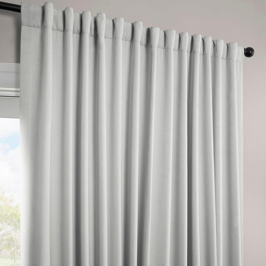 Oyster Extra Wide Textured Faux Linen Room Darkening Curtain - HalfPriceDrapes.com