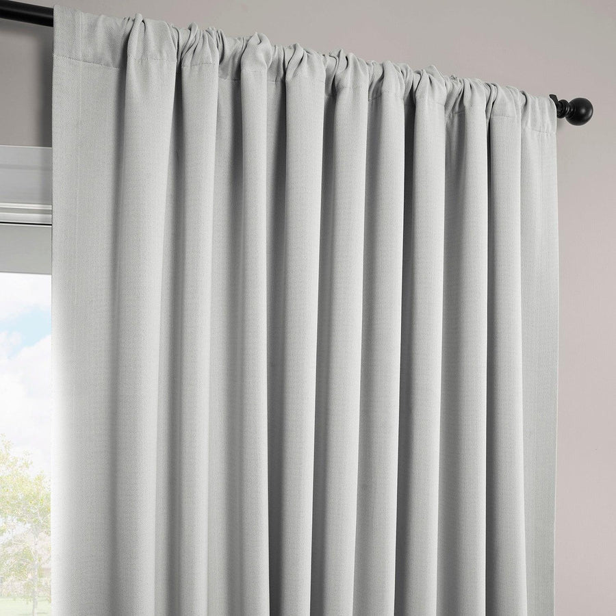 Oyster Extra Wide Textured Faux Linen Room Darkening Curtain - HalfPriceDrapes.com