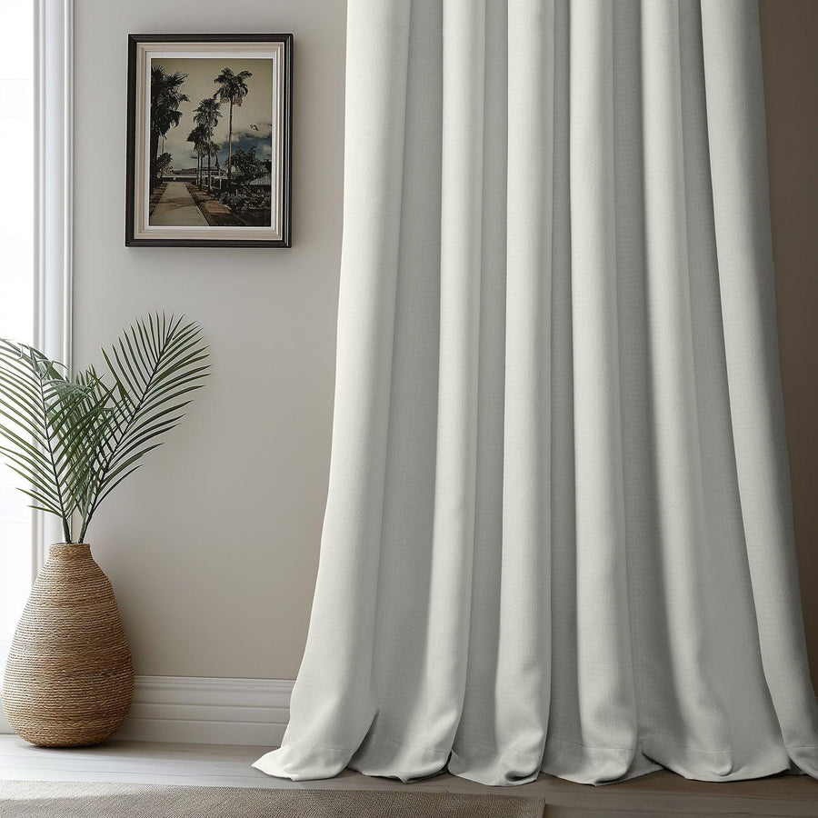 Oyster French Pleat Textured Faux Linen Room Darkening Curtain