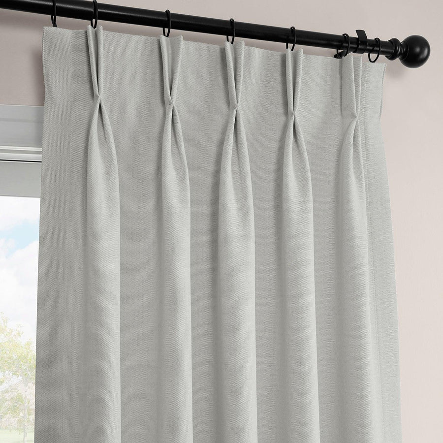 Oyster French Pleat Textured Faux Linen Room Darkening Curtain