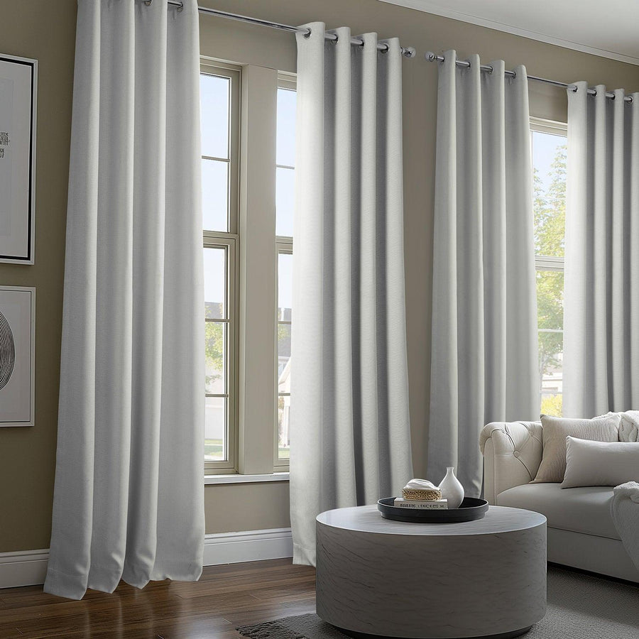 Oyster Grommet Textured Faux Linen Room Darkening Curtain - HalfPriceDrapes.com