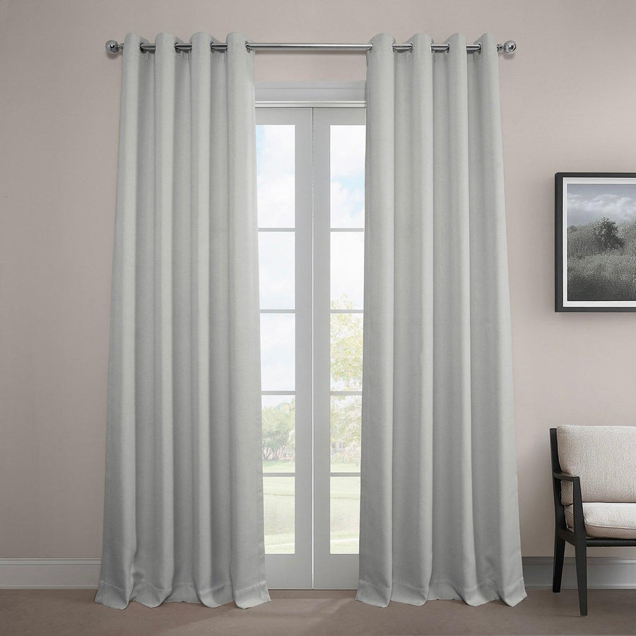 Oyster Grommet Textured Faux Linen Room Darkening Curtain - HalfPriceDrapes.com