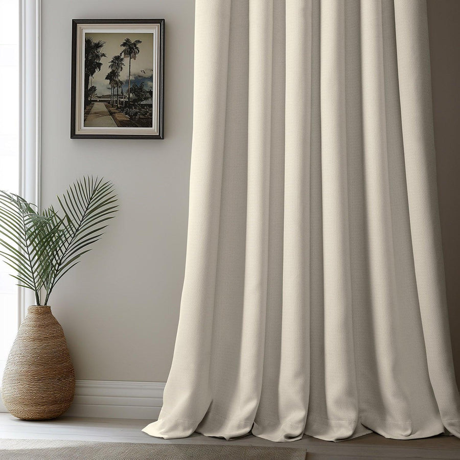 Birch French Pleat Textured Faux Linen Room Darkening Curtain