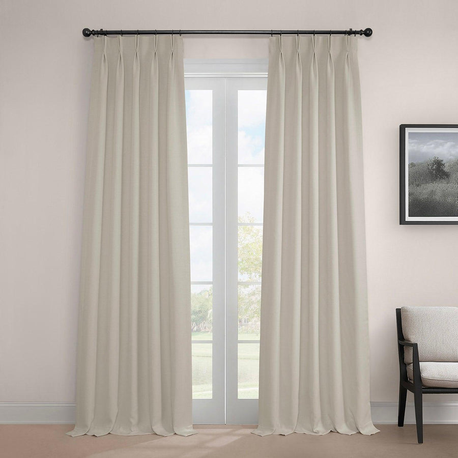 Birch French Pleat Textured Faux Linen Room Darkening Curtain