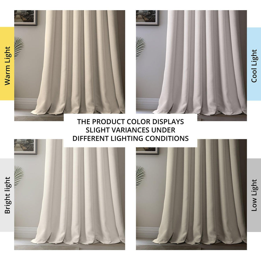 Birch French Pleat Textured Faux Linen Room Darkening Curtain