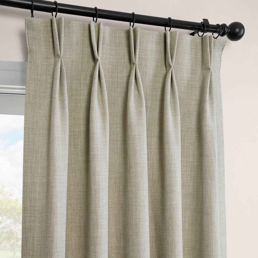 Oatmeal French Pleat Textured Faux Linen Room Darkening Curtain