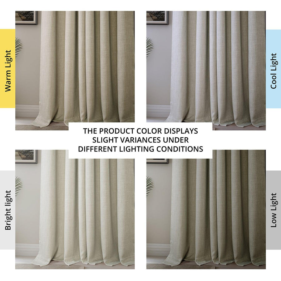 Oatmeal French Pleat Textured Faux Linen Room Darkening Curtain