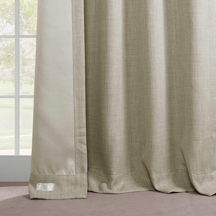 Oatmeal French Pleat Textured Faux Linen Room Darkening Curtain