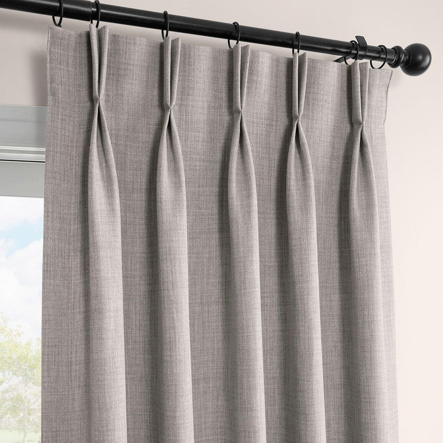 Clay French Pleat Textured Faux Linen Room Darkening Curtain