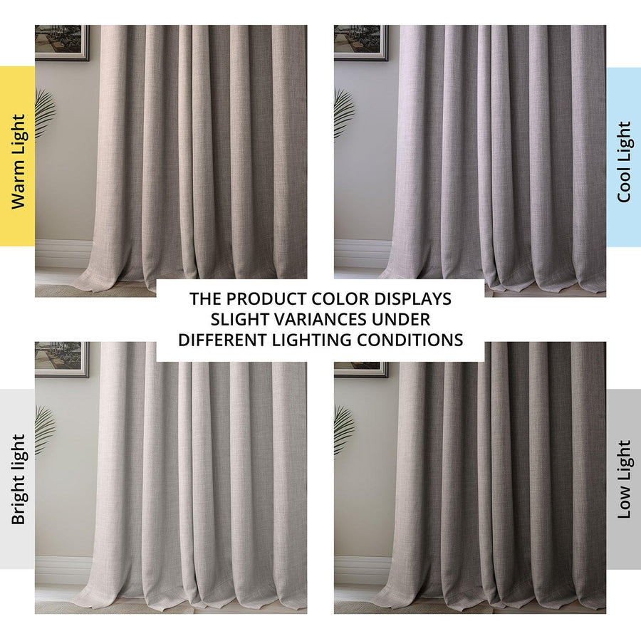 Clay French Pleat Textured Faux Linen Room Darkening Curtain