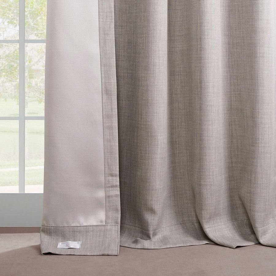 Clay French Pleat Textured Faux Linen Room Darkening Curtain