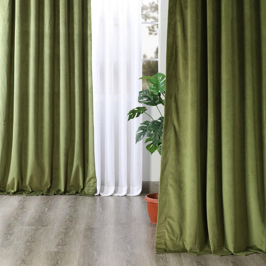 Basque Green Signature Velvet Custom Curtain