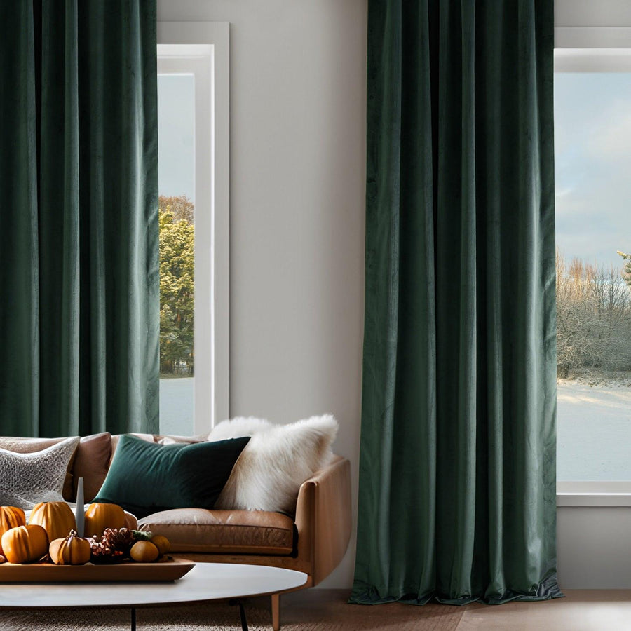 Blackforest Green Signature Velvet Custom Curtain