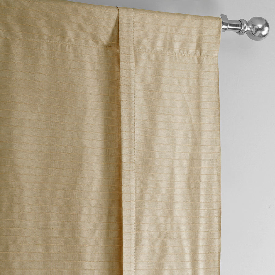 Sandcastle Tan Striped Hand Weaved Cotton Room Darkening Tie-Up Window Shade