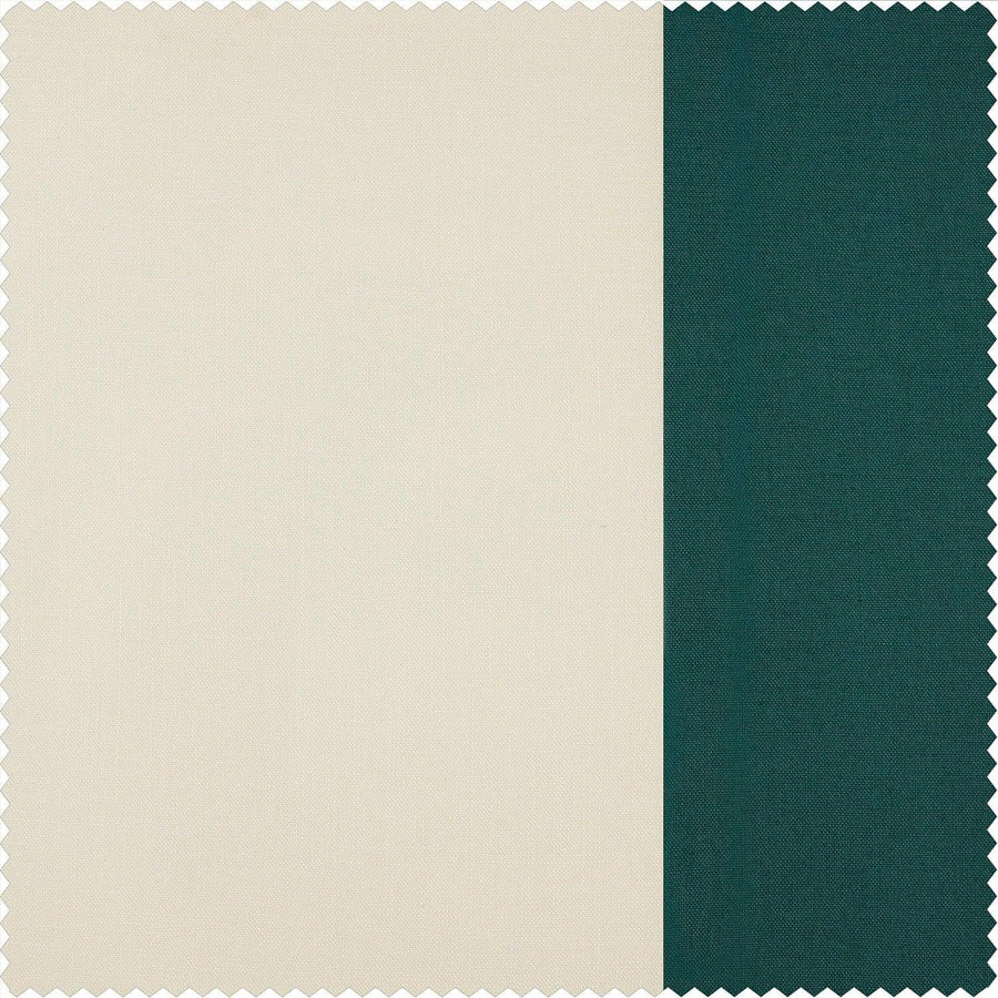 Cream & Dark Teal Green Bold Frame Bordered Dune Textured Cotton Swatch - HalfPriceDrapes.com