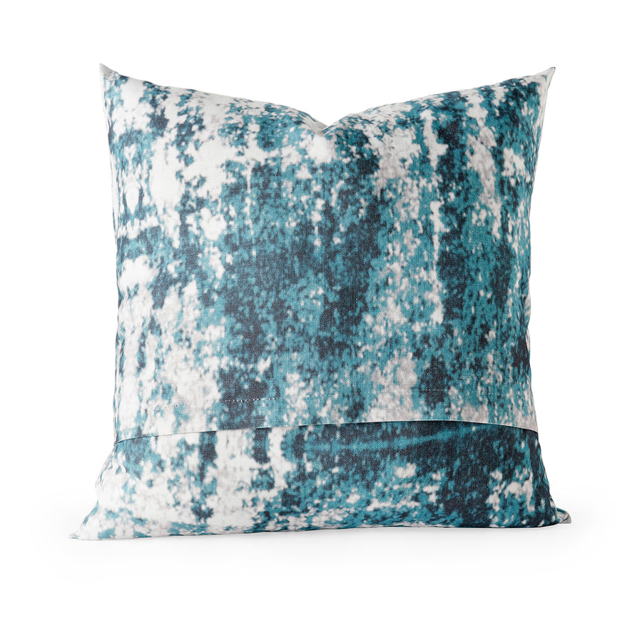 Ocean Blue Abstract Textured Printed Cotton Cushion Covers - Pair