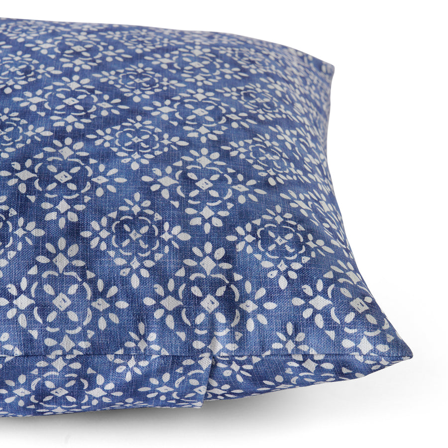 Splash Indigo Geometric Textured Printed Cotton Cushion Covers - Pair