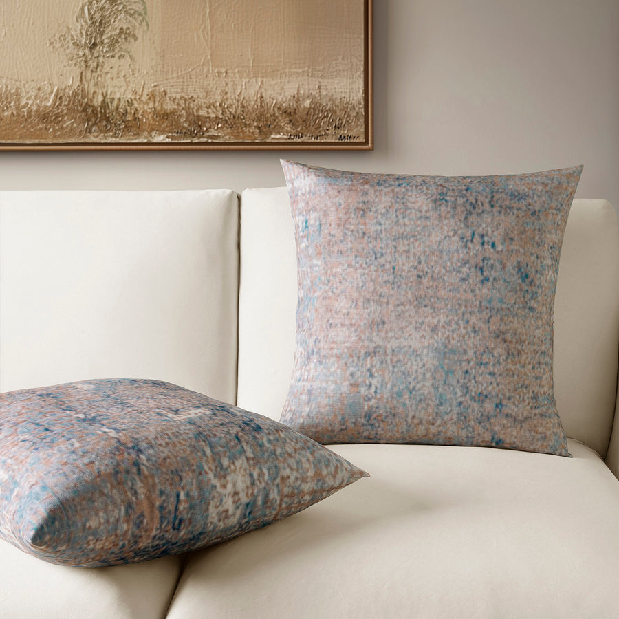 Sandbanks Blue Abstract Textured Printed Cotton Cushion Covers - Pair