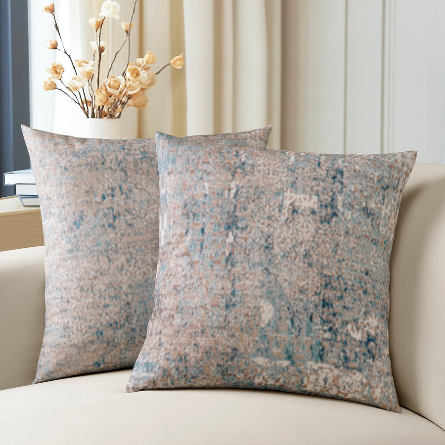 Sandbanks Blue Abstract Textured Printed Cotton Cushion Covers - Pair