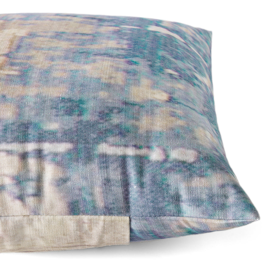 Lake Blue Abstract Textured Printed Cotton Cushion Covers - Pair