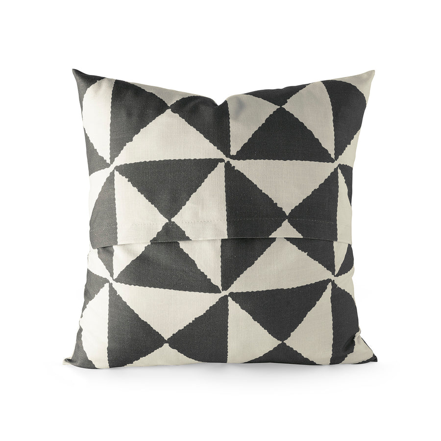 X Block Black Geometric Textured Printed Cotton Cushion Covers - Pair