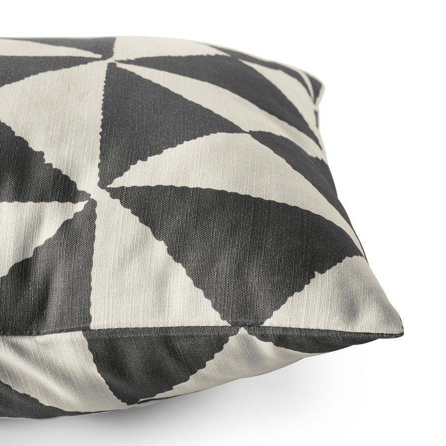 X Block Black Geometric Textured Printed Cotton Cushion Covers - Pair