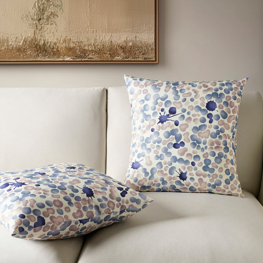 Pebbles Blue Abstract Textured Printed Cotton Cushion Covers - Pair