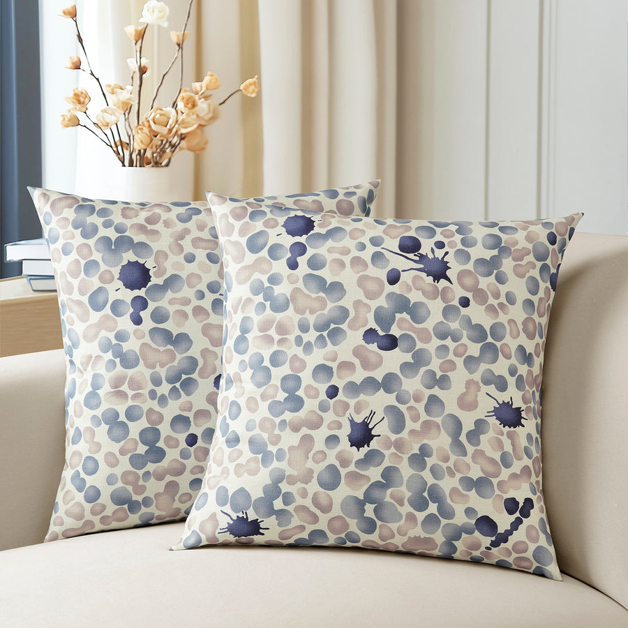 Pebbles Blue Abstract Textured Printed Cotton Cushion Covers - Pair