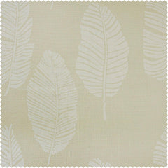 Leaflet White Floral Textured Printed Cotton Cushion Covers - Pair