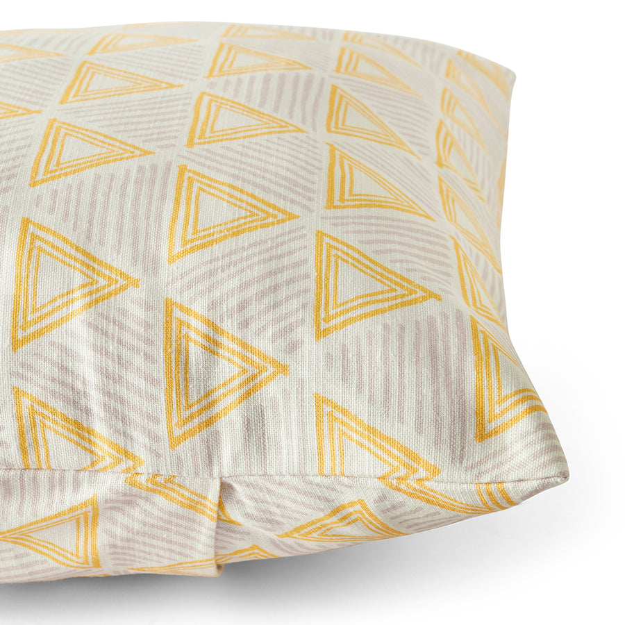 Trillian Gold Geometric Textured Printed Cotton Cushion Covers - Pair