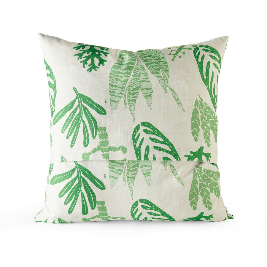 Palm Beach Green Floral Textured Printed Cotton Cushion Covers - Pair