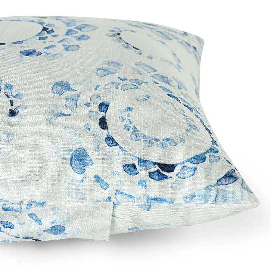 Droplets Light Blue Abstract Textured Printed Cotton Cushion Covers - Pair