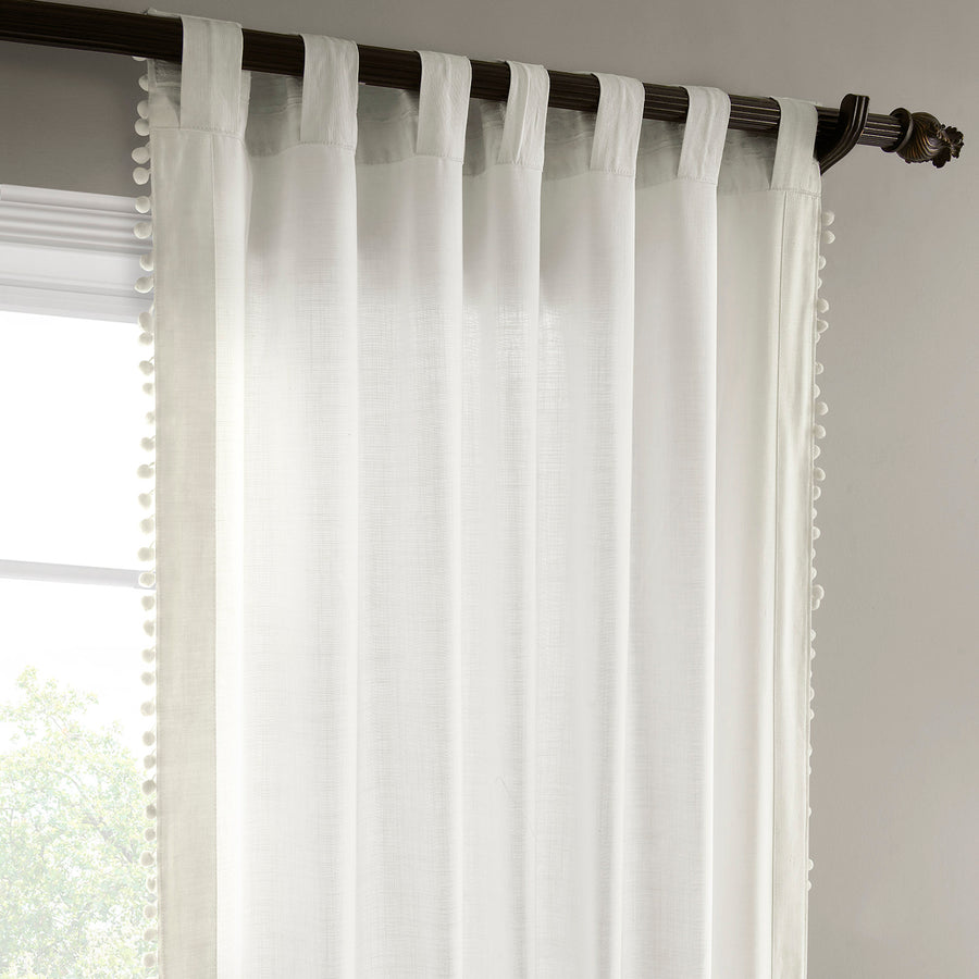 Channing White Bordered Modern Hampton Textured Cotton Light Filtering Curtain