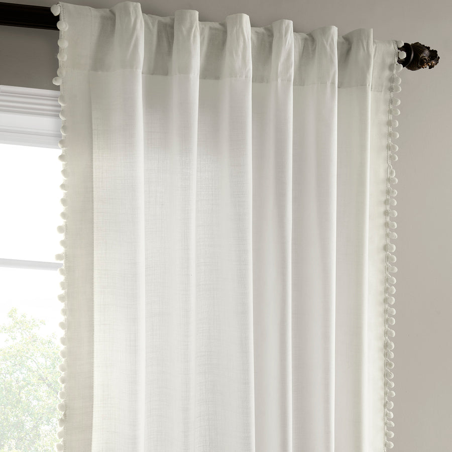 Channing White Bordered Modern Hampton Textured Cotton Light Filtering Curtain