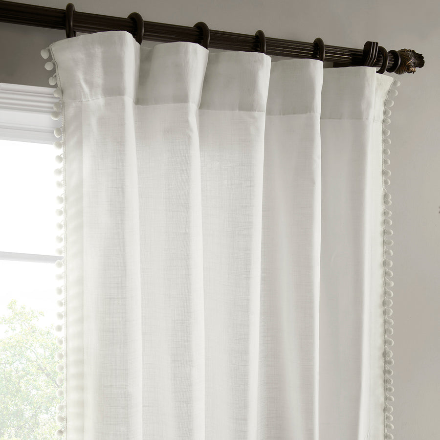 Channing White Bordered Modern Hampton Textured Cotton Light Filtering Curtain