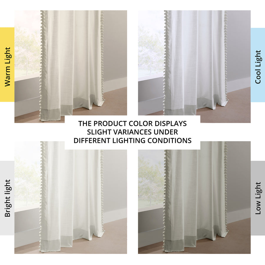 Channing White Bordered Modern Hampton Textured Cotton Light Filtering Curtain