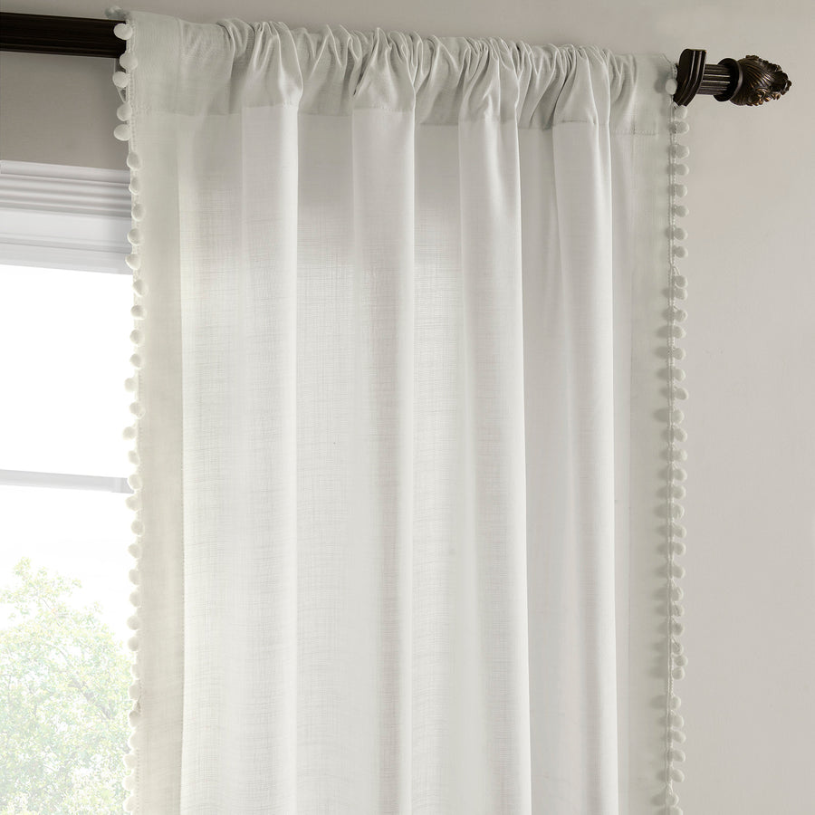 Channing White Bordered Modern Hampton Textured Cotton Light Filtering Curtain