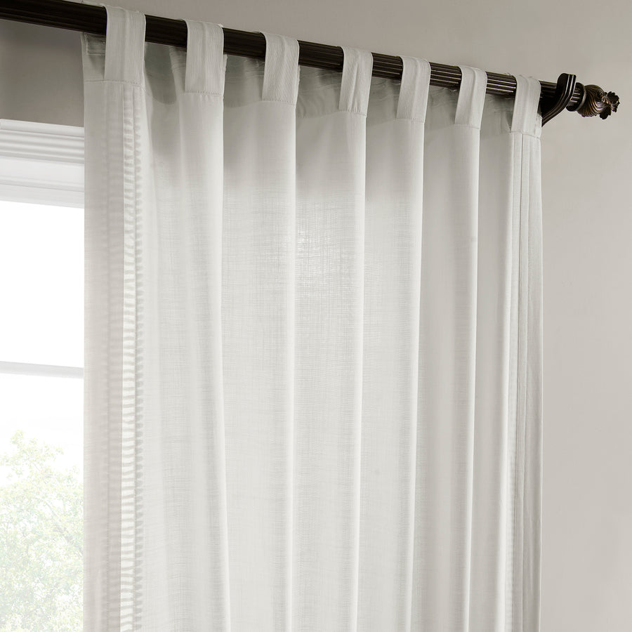 Maidstone White Bordered Modern Hampton Textured Cotton Light Filtering Curtain