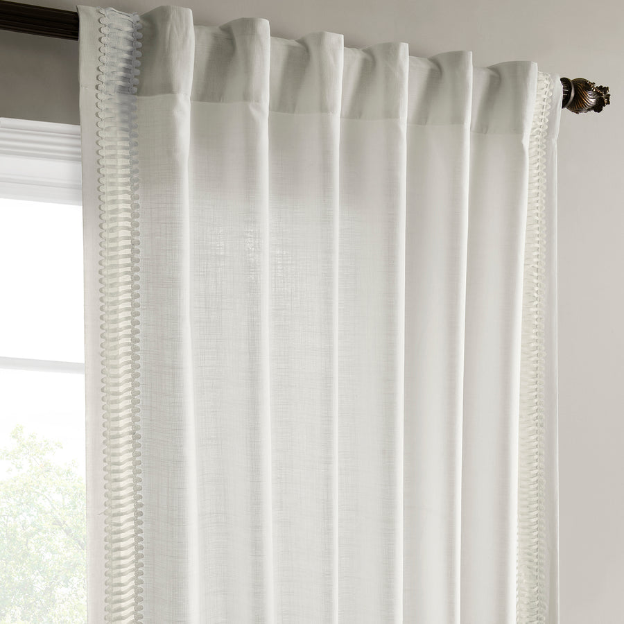 Maidstone White Bordered Modern Hampton Textured Cotton Light Filtering Curtain