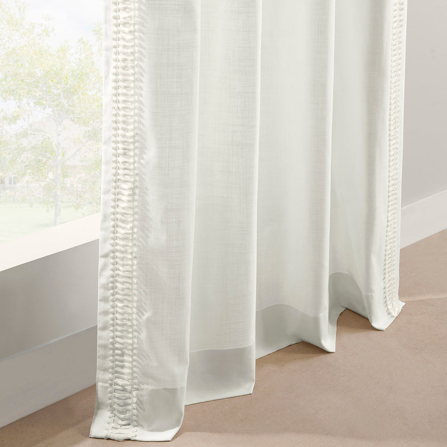 Maidstone White Bordered Modern Hampton Textured Cotton Light Filtering Curtain