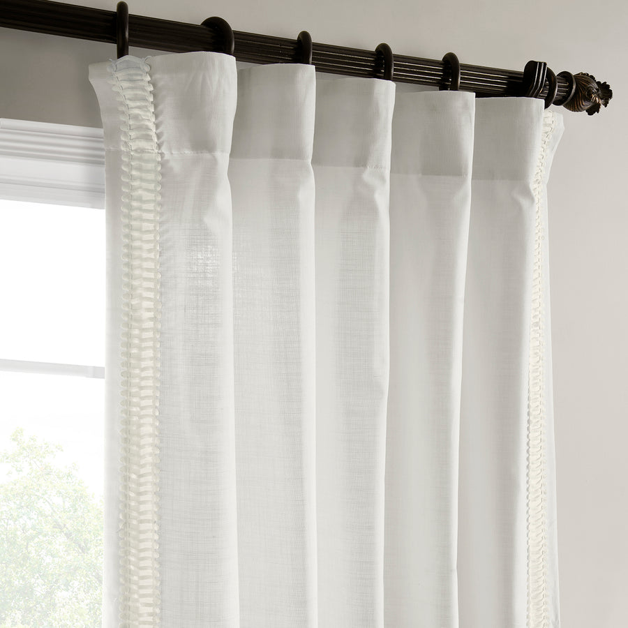 Maidstone White Bordered Modern Hampton Textured Cotton Light Filtering Curtain